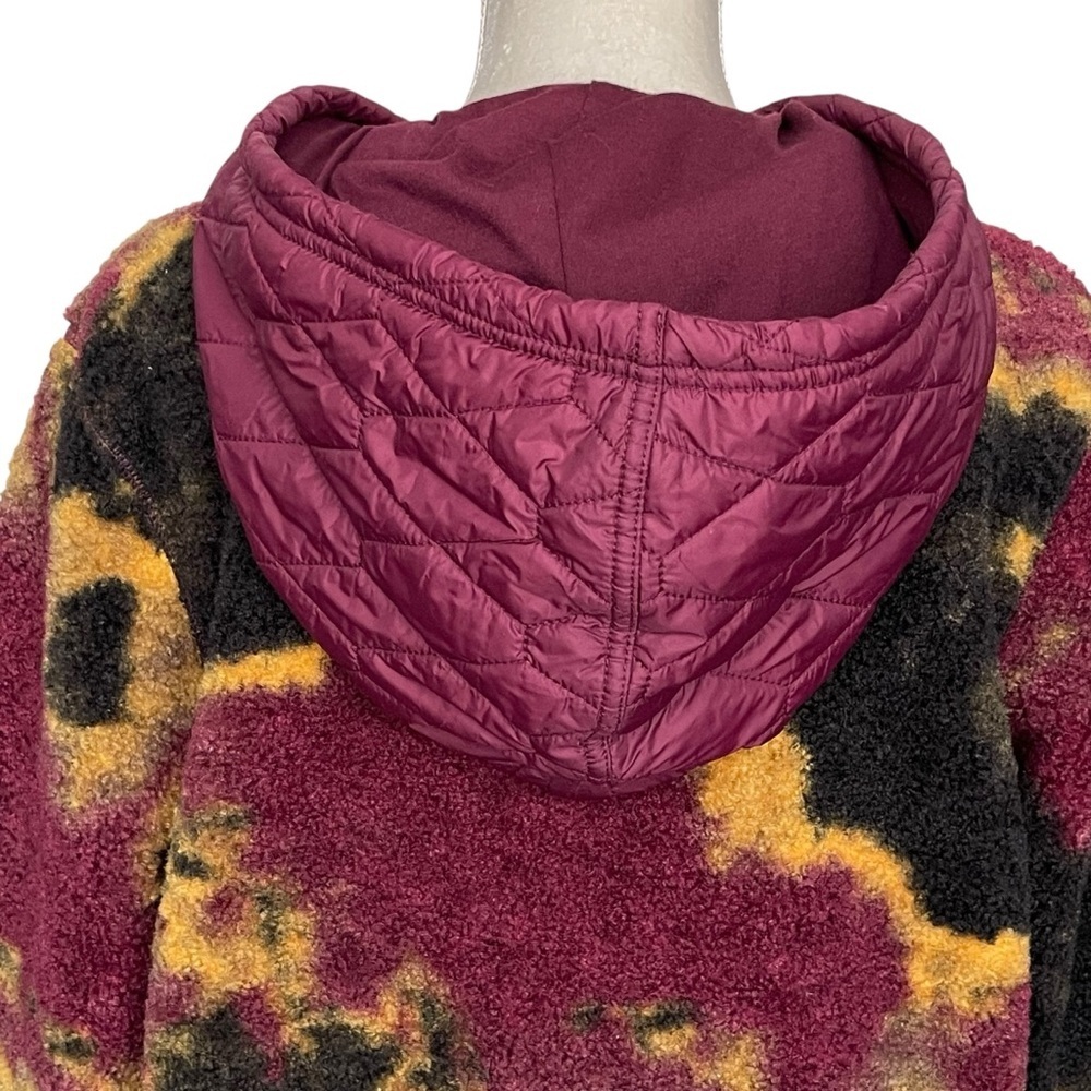 Joy Lab Fleece Sherpa Multicolor Women's Jacket Size L Hooded Adjustable Hem - Picture 6 of 9